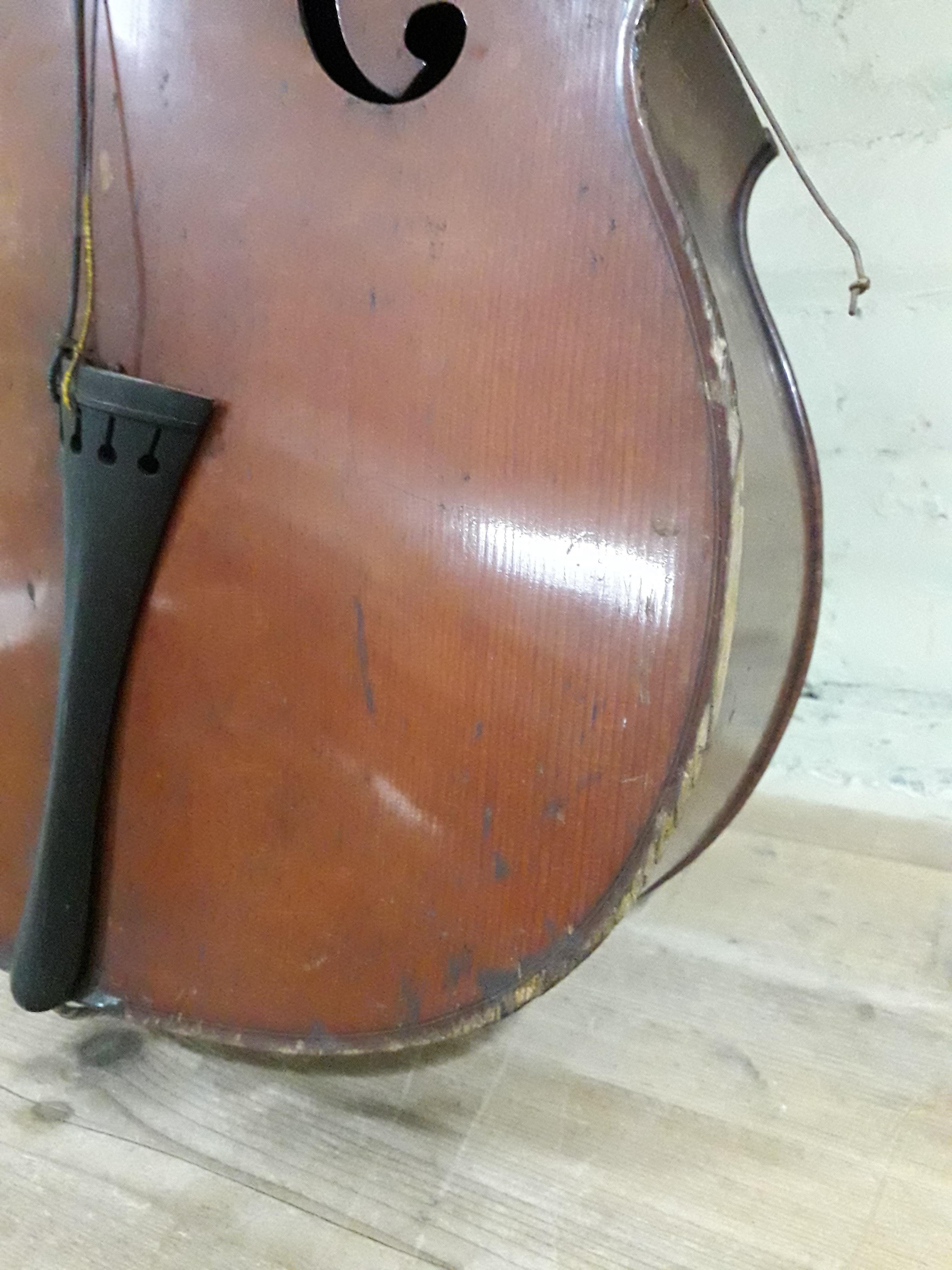 An antique cello, two piece flame maple back and sides, spruce top, length of back 79cm. Condition - - Image 24 of 29