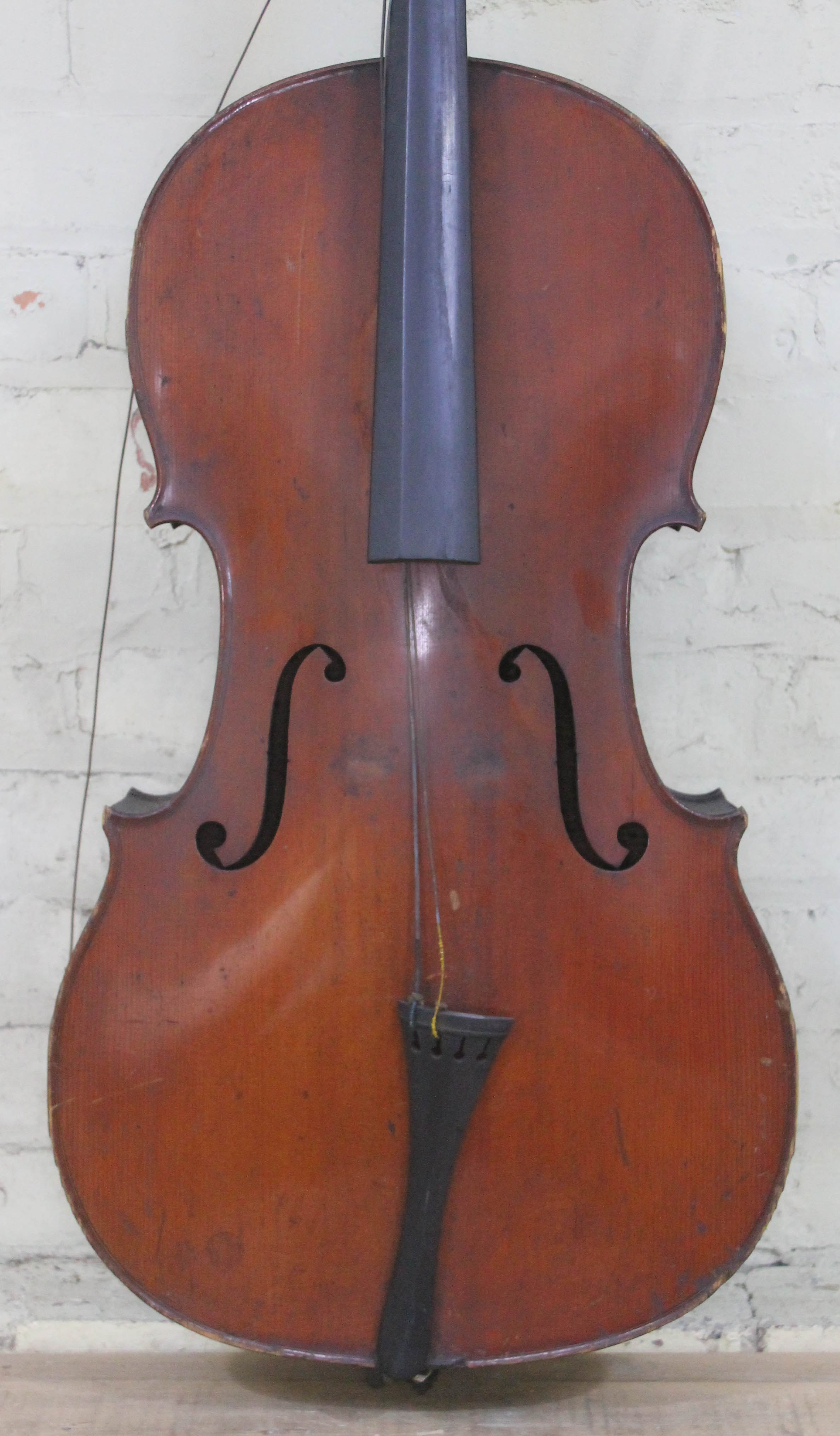 An antique cello, two piece flame maple back and sides, spruce top, length of back 79cm. Condition - - Image 12 of 29