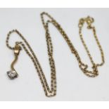 A diamond set pendant on 18ct gold chain, length 44cm, gross wt. 3.91g.
