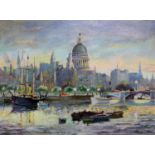 Bert Pugh (1904-2001), a group of five London scenes, acrylic on canvas board, approx. 39cm x 28cm