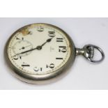 A 1915 Omega silver plated pocket watch, with signed white dial, oversized Arabic numerals and hands