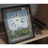 A black forest two weight picture clock with Roman numeral, dial of square form, dimensions 38cm x