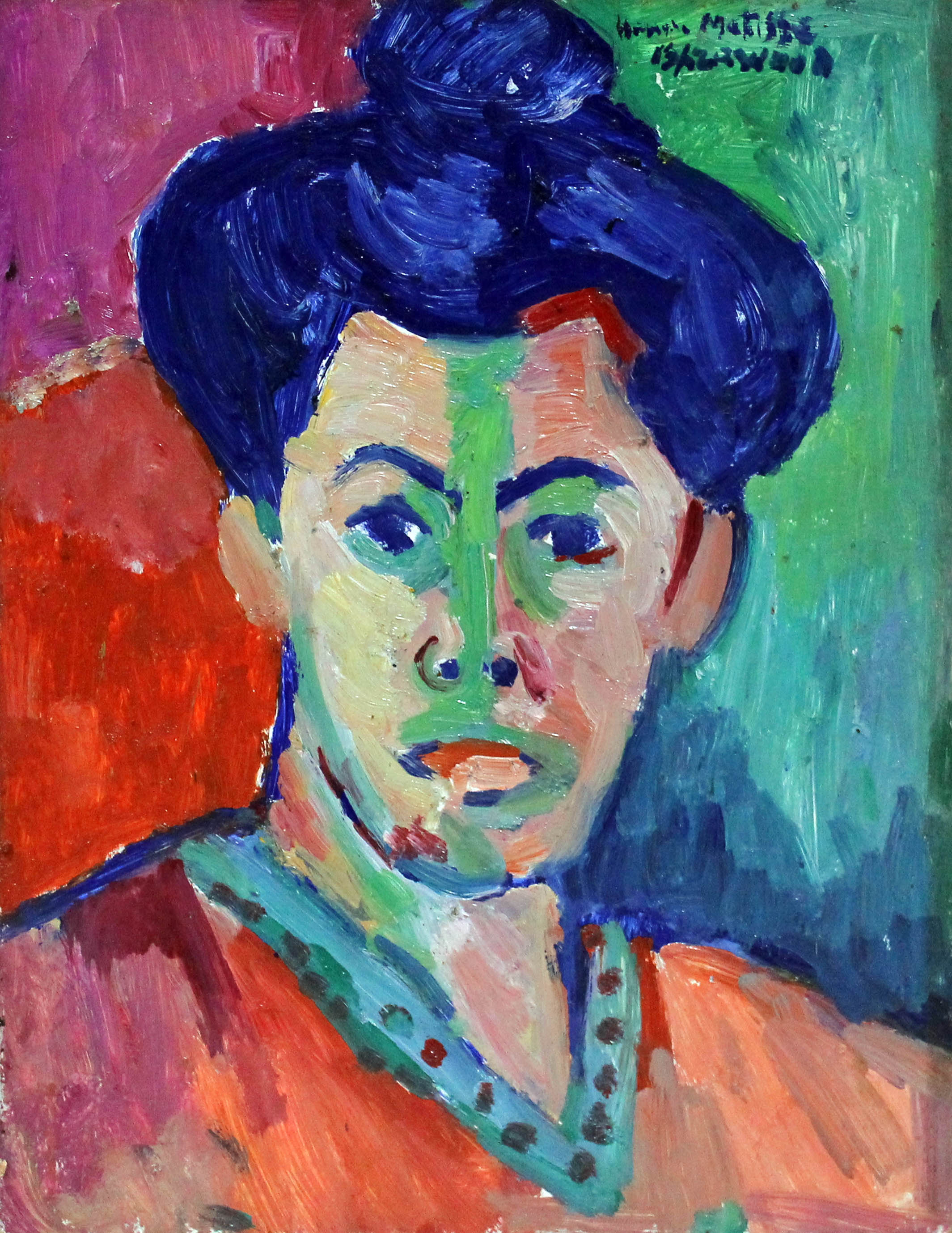 James Lawrence Isherwood (1917-1989), Portrait with a Green Stripe after Henri Matisse, oil on