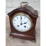A brass mounted mahogany bracket clock circa 1900, height 22cm.
