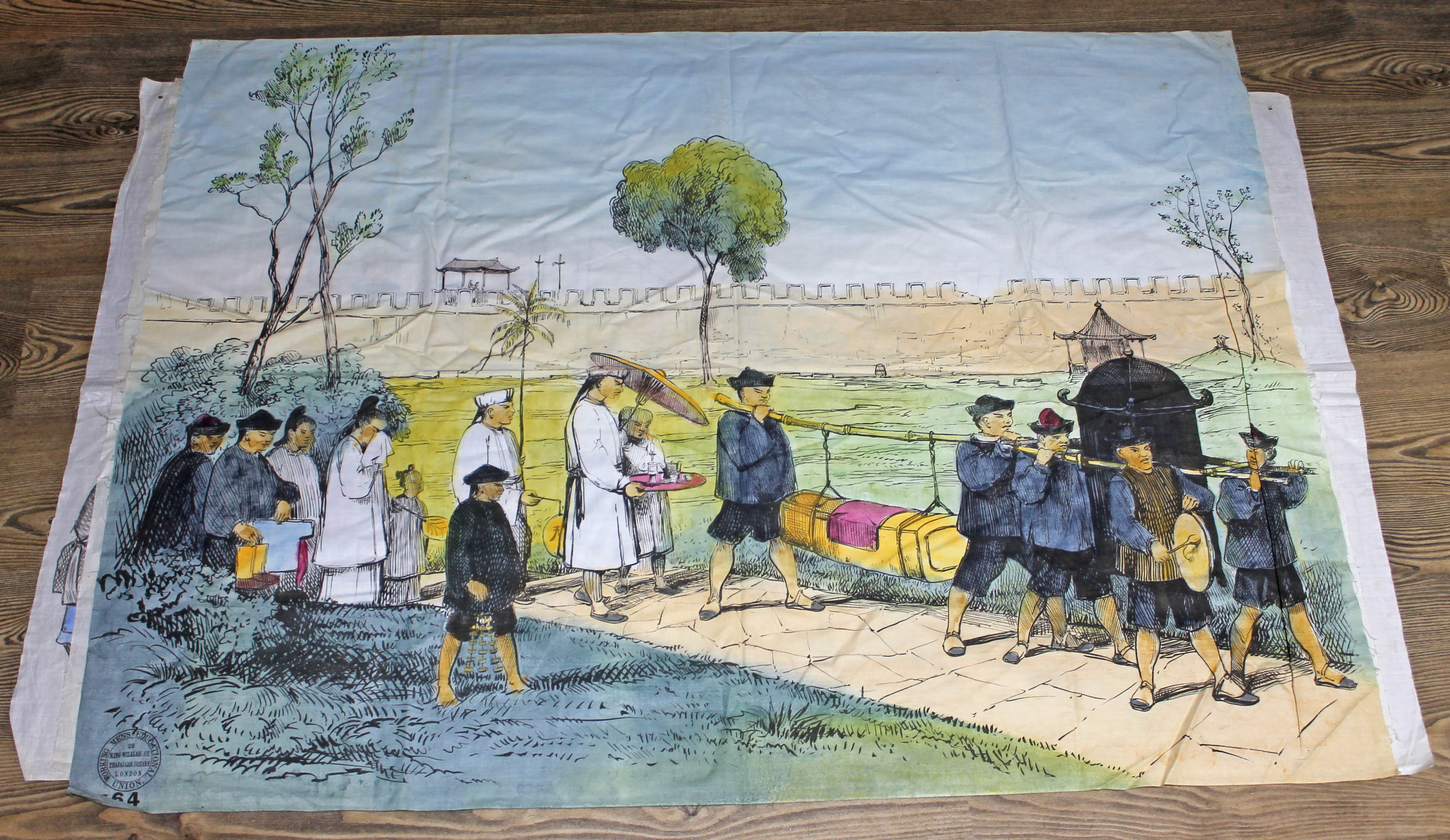 A group of eight Victorian Working Mens Educational Union banners, painted on silk and depicting - Image 2 of 7