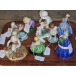 A collection of nine Royal Worcester figures to include Snowy RW 3457, Sleepy Boy RW 2918, Tommy
