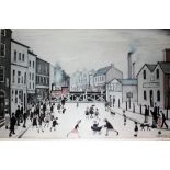 After Laurence Stephen Lowry (1887-1976), "Level Crossing", offset lithograph printed in colours,