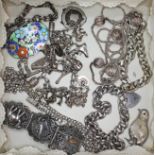 A mixed lot of hallmarked silver and white metal jewellery, gross wt. 8oz.
