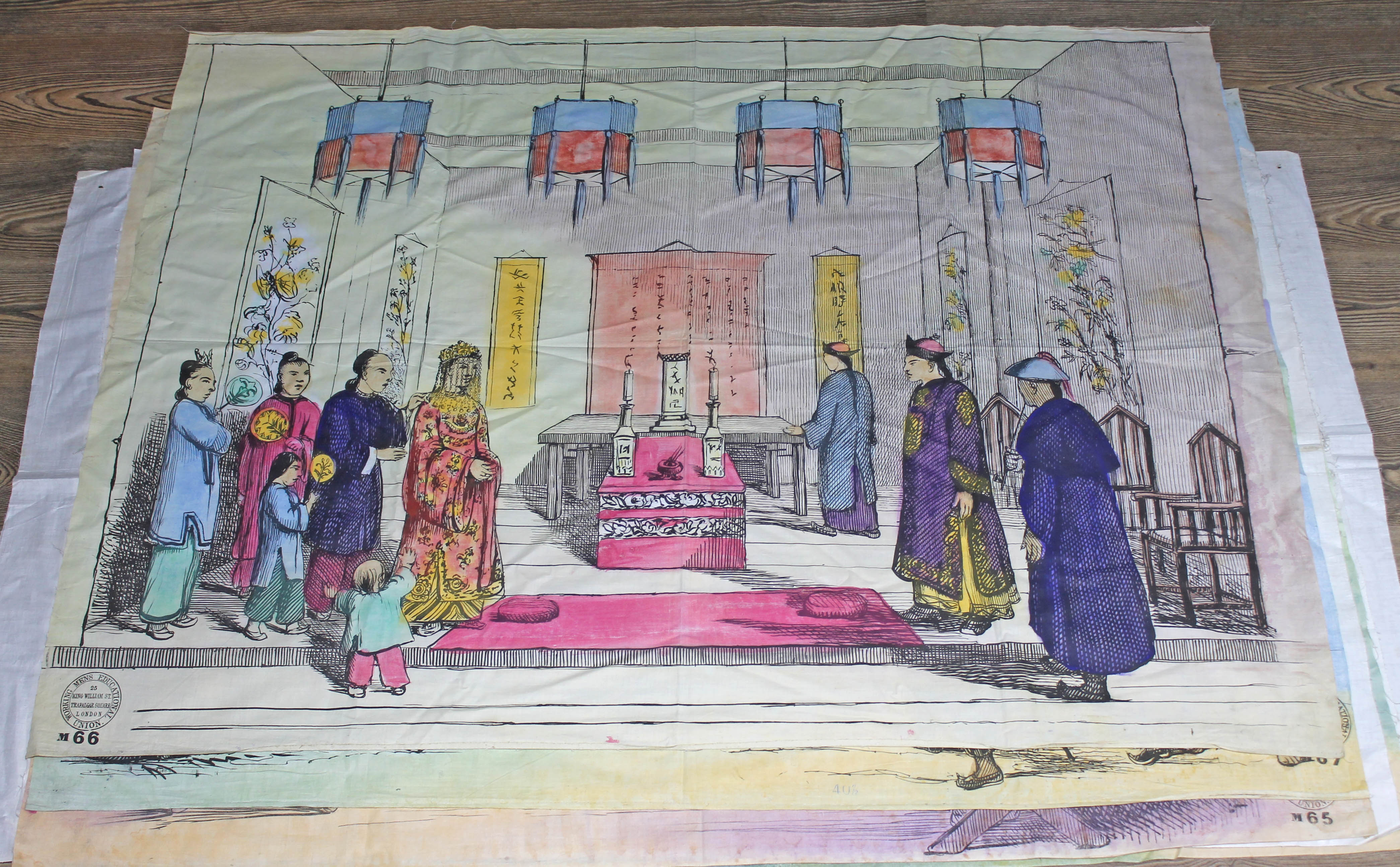 A group of eight Victorian Working Mens Educational Union banners, painted on silk and depicting - Image 7 of 7