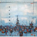 Marko Zubak (Croatian b1979), abstract, acrylic on canvas, 30cm x 30cm, signed lower right,