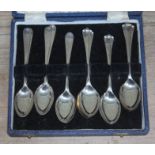 Two sets of six hallmarked silver teaspoons, fitted in one case.
