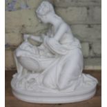 A Victorian parian ware figure after A Carrier Belleuse by Minton, height 32cm, (damaged).