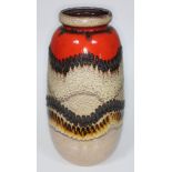 A West German pottery lava vase, height 54cm.