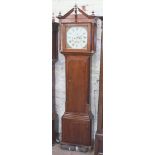A Welsh eight day oak long case clock, the painted dial signed Watkin Owen Llanrwst, dial width 33cm
