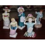 A group of five small Royal Doulton figures - Wee Willie Winkie HN2050, Lori HN 2801, Carrie HN