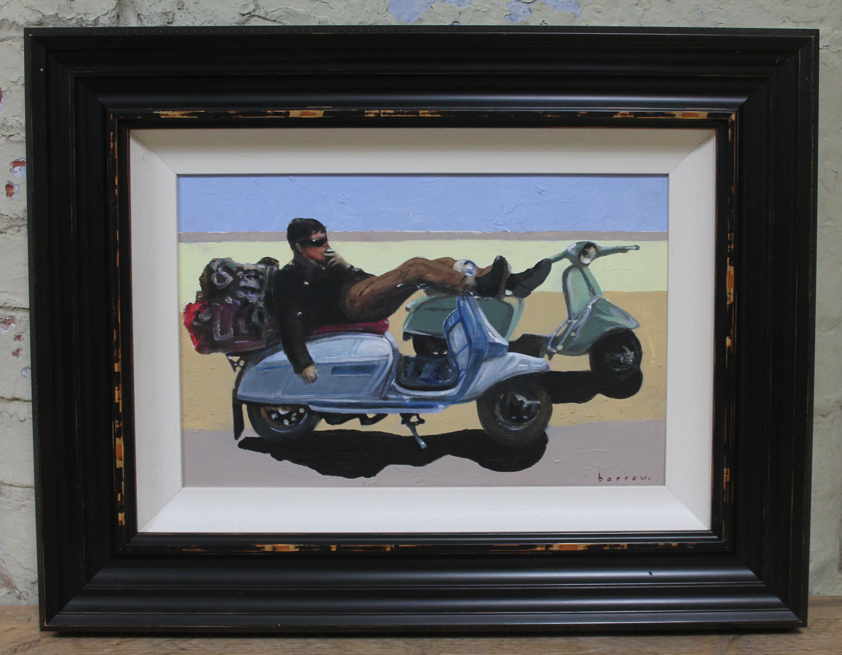 David Barrow (b1959), "Smokin", oil on board, 44cm x 28cm, signed lower right, modern frame, 69cm - Image 2 of 2