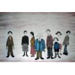 After Laurence Stephen Lowry (1887-1976), "His Family", offset lithograph printed in colours, 70cm x
