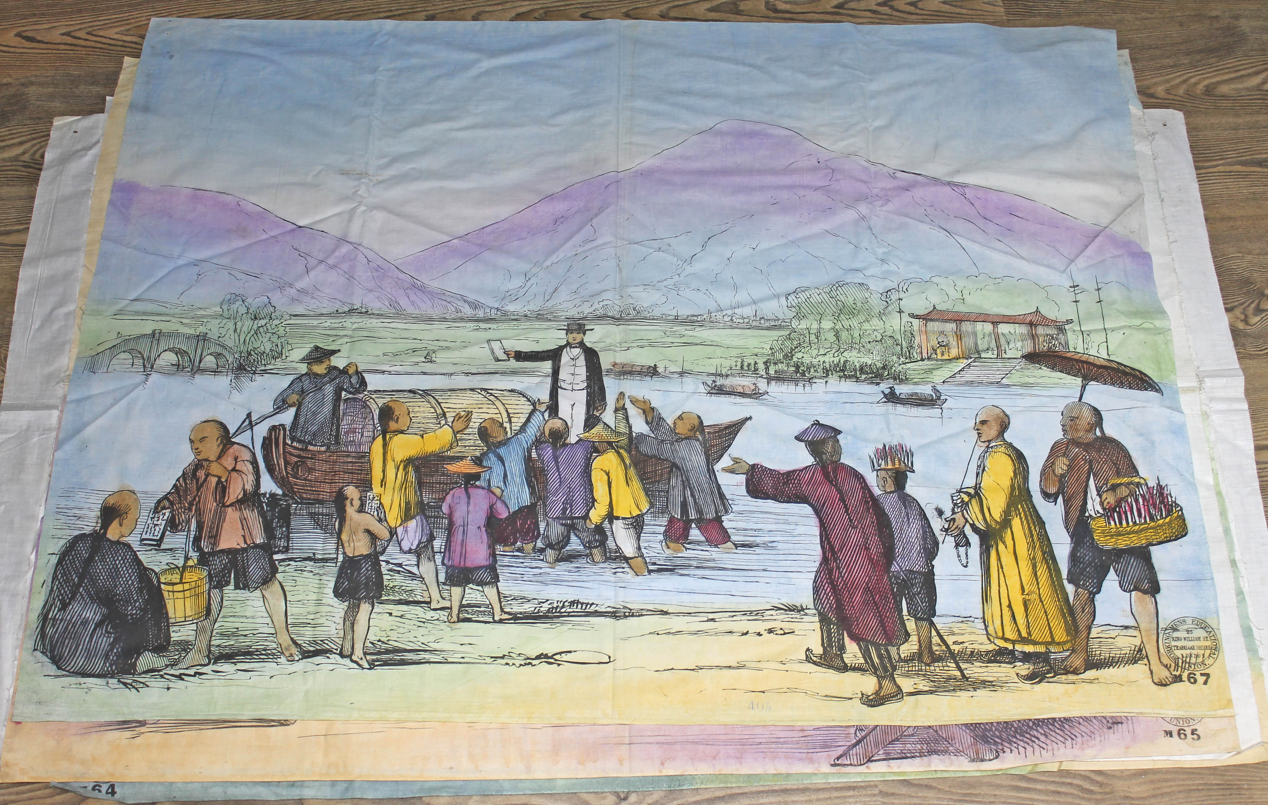 A group of eight Victorian Working Mens Educational Union banners, painted on silk and depicting - Image 6 of 7