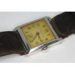 A 1930s Art Deco style hallmarked silver cased 15 jewel manual wind wristwatch, the dial signed