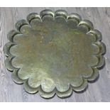 A large Indian brass tray, diam. 71cm.