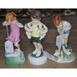 A group of three Royal Worcester figures - Wednesday's Child is Full of Woe 3259, All Mine 3519, and