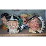 A group of four large Royal Doulton character jugs comprising Viking D 6496, Jimmy Durante D 6708,