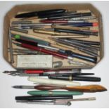 A quantity of pens and pencils including Yard o Lead propelling pencil and other silver, silver