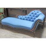 A Victorian chaise lounge, length 186cm.