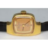 A vintage 1970s gold plated Bulova Christian Dior 7219 ladies wristwatch with double signed dial