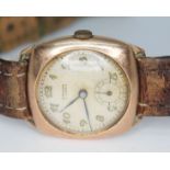 A 1940s hallmarked 9ct gold wristwatch, the dial and movement signed Dominant with subsidiary