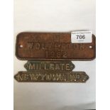 3 small railway plates