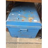 A vintage metal trunk