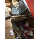 2 boxes of assorted pottery, vases, glassware, etc.