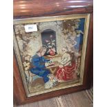 A 19th century needlework picture, 25cm x 31cm, framed and glazed.