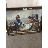 Geoff Binns, 'Pull the other one', oil on board, signed lower right, 36cm x 27cm, framed.