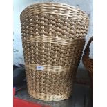 2 hessian / wicker cylindrical baskets