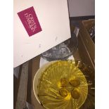 Box of glassware and a large platter