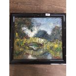 Landscape oil on board, signed 'Deakins', 41cm x 35cm. framed.