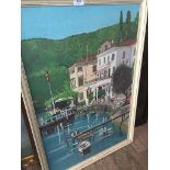 Eddie Cohen, Italian harbour scene, oil on board, signed lower right, 49cm 74cm, framed.