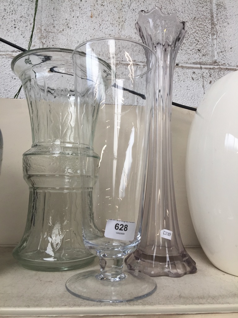 Three glazss vases