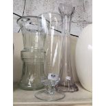 Three glazss vases