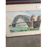 R. A. Hubbs, Sydney Bridge, watercolour, signed lower left, framed and glazed, 37cm x 26cm,