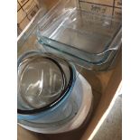 A box of Pyrex ware