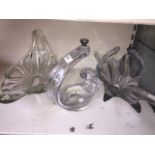 3 large clear art glass dishes