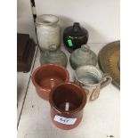 7 small earthenware pots and vases