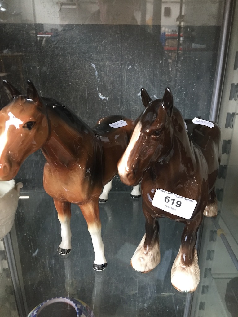 Beswick Shire horse + another similar.