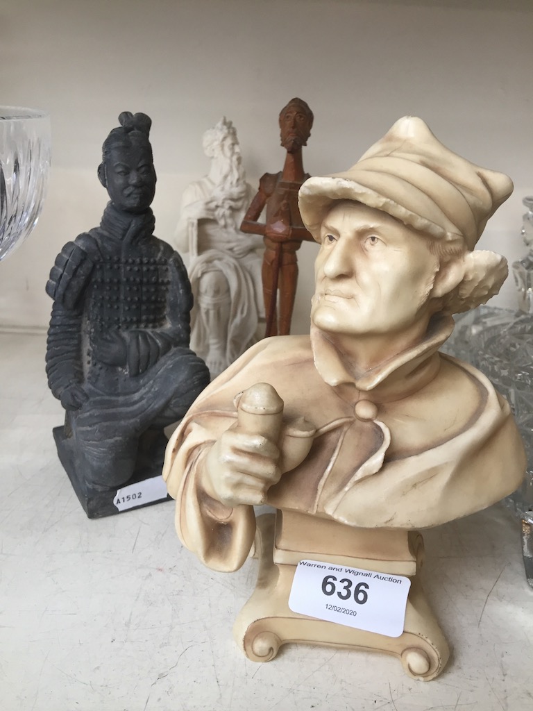 4 small figurines including bust by Alfred Stelmacher