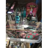 A box of mixed Monster High boxed dolls and accessories