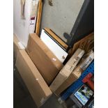 A quantity of various kicthen cabinet doors and work surfaces