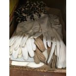 Collection of vintage ladies gloves to include leather driving gloves.